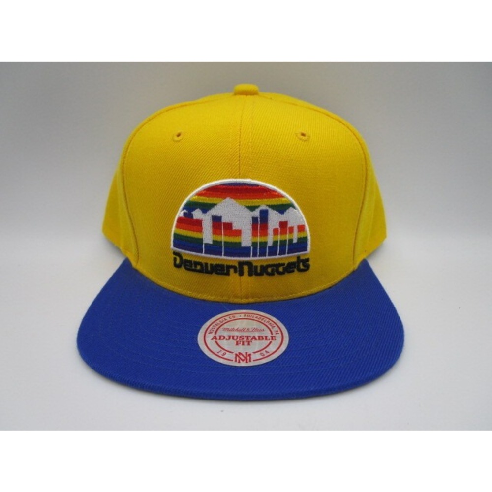Mitchell & Ness Denver Nuggets 3D Vintage Logo Snapback Hat Yellow Blue